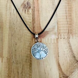 Sterling Silver and Mother of Pearl 2 sided Tree of Life Pendant Necklace